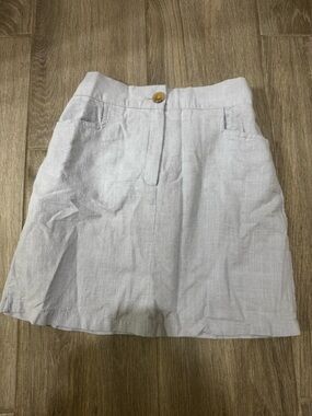 Light Linen A-Line Mini Skirt in Pale Blue